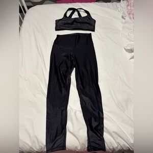 DYI shimmery Black Leggings and Top Set